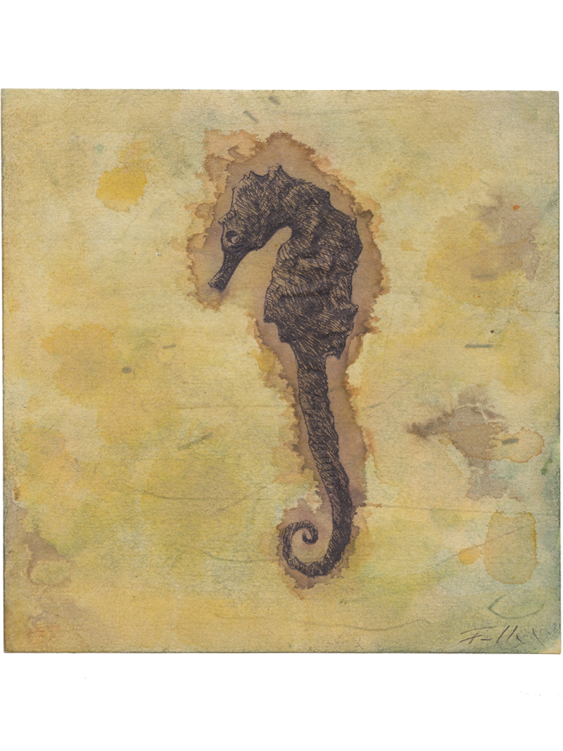 Original mixed media tegning / 15 x 15 cm